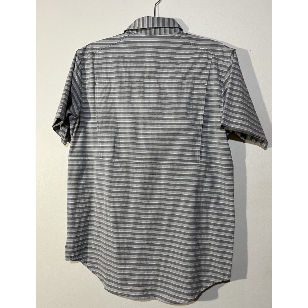 Columbia Omni-Shade Mens Size Small Gray Striped 100% Polyester Vented Shirt - Picture 2 of 8